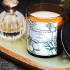 Amber Glass Candle - Wooden lid - Black & White Massage candle - Jasmine & Neroli